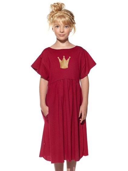 Pískacie šaty Lena-mini, Detské, Vínová, Korunka zlatá (Velkosť 104)