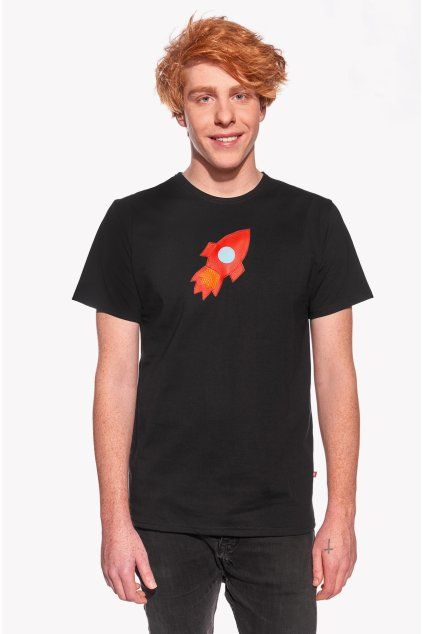 Samo, Pánske tričko, Čierne, Raketa (Veľkosť XXL)