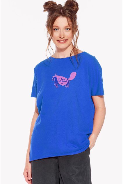 Ela, Dámske tričko oversize, Královska modrá, Unicorn (Veľkosť XXS)