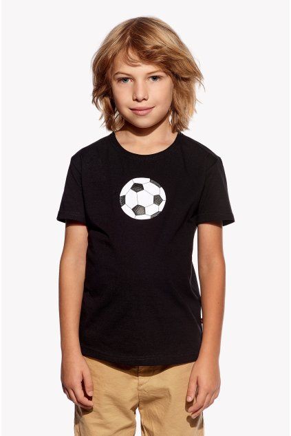 Leo, Detské tričko, Čierne, Futbalová lopta (Veľkosť 98)