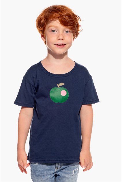 Leo, Detské tričko, Tmavomodré, Jablko (Veľkosť 98)
