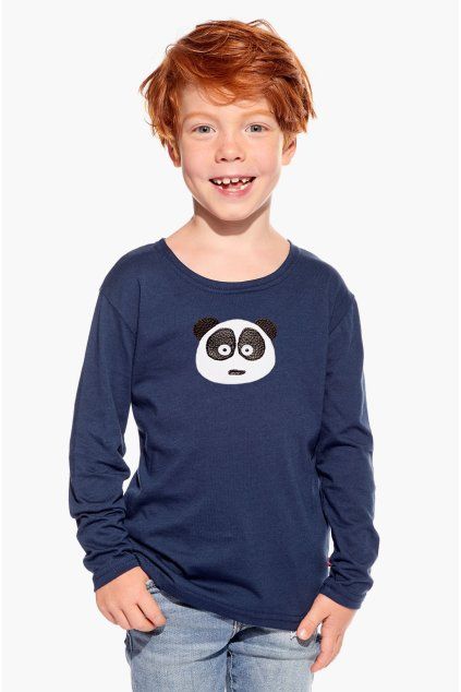Maty, Detské tričko, Tmavomodré, Panda (Veľkosť 98)