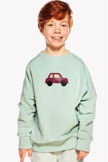 Natan, Detská Mikina, Mentolová, Auto (Veľkosť 98)