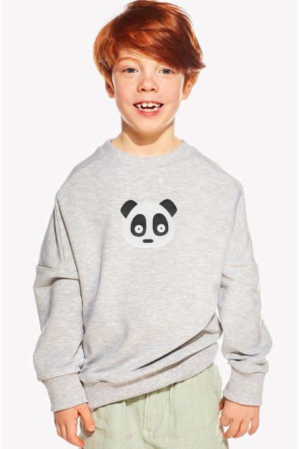 Natan, Detská Mikina, Sivá, Panda (Veľkosť 98)