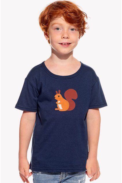 Leo, Detské tričko, Tmavomodré, Veverička (Veľkosť 98)
