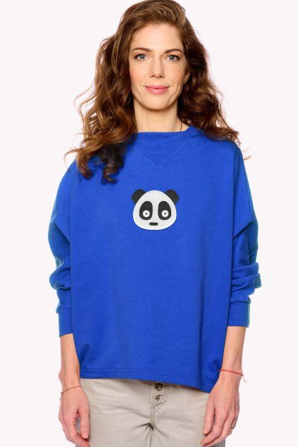 Crop, Dámska Mikina, Královska modrá, Panda (Veľkosť XS)