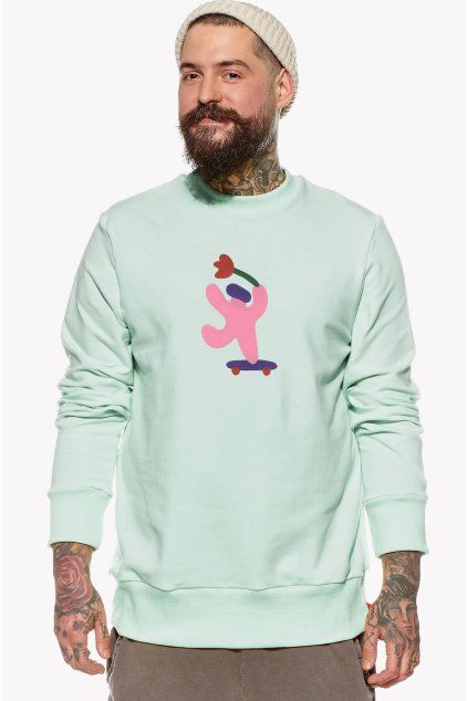 Pánska Mikina, Mentolová, Skater (Veľkosť XXL)