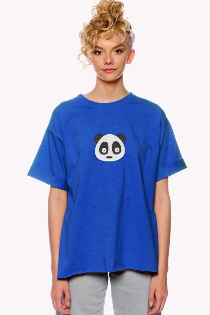 Kinga, Dámske tričko, Královska modrá, Panda (Veľkosť XS)